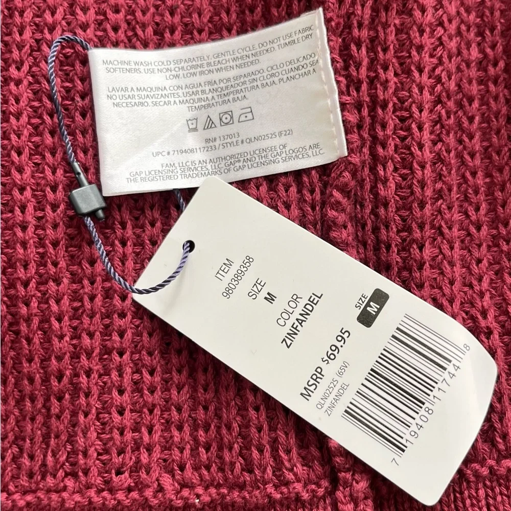 *NWT* GAP Women's Deep Burgundy Cardigan Sweater (Sz M) - Picture 9 of 9